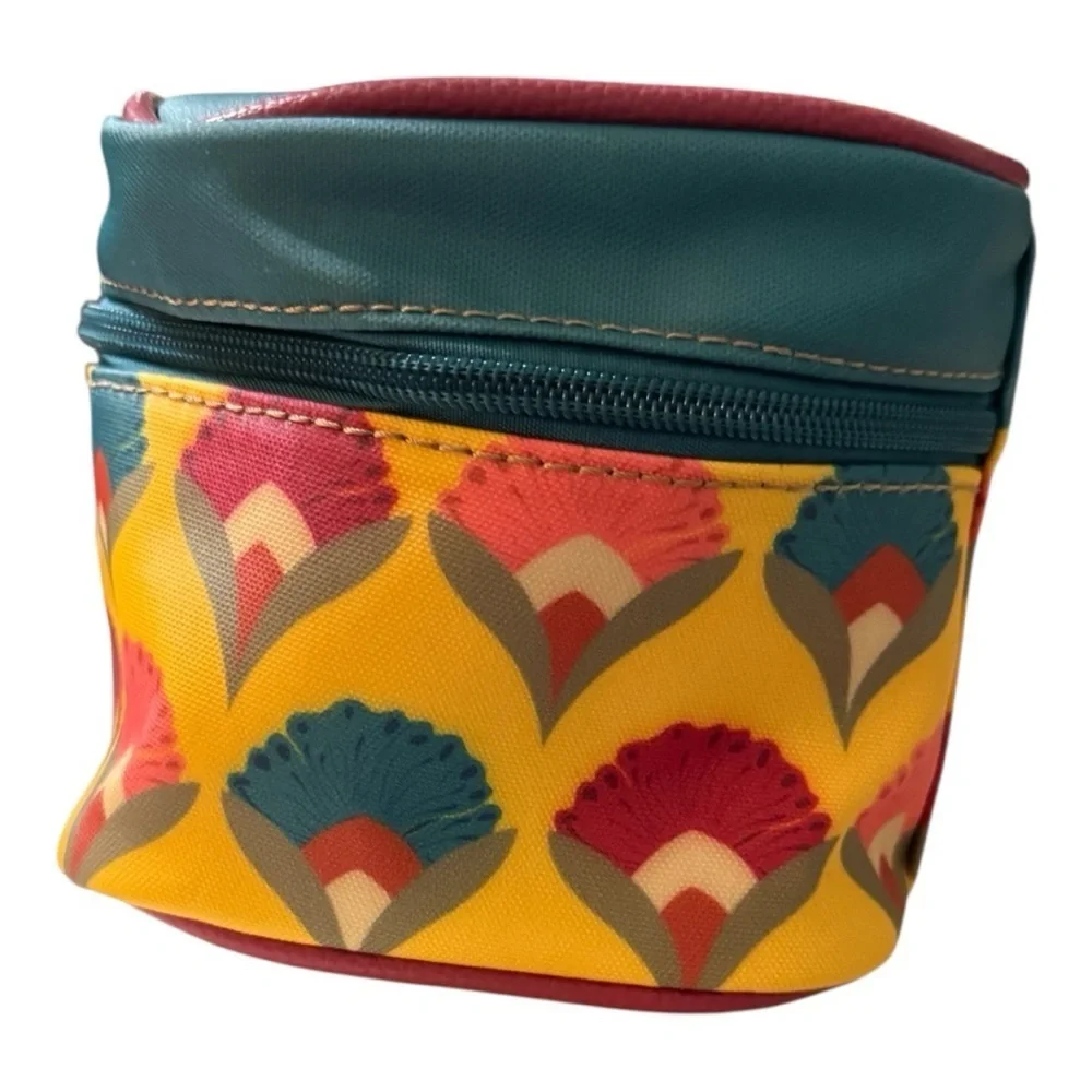 Catchfly Studio Floral Cosmetic Bag Travel Case – Yellow/Teal – NWT